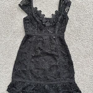 Guess Black Floral Lace Mini Dress